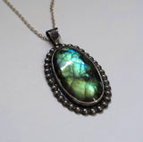 Sterling Silver Labradorite Large Pendant