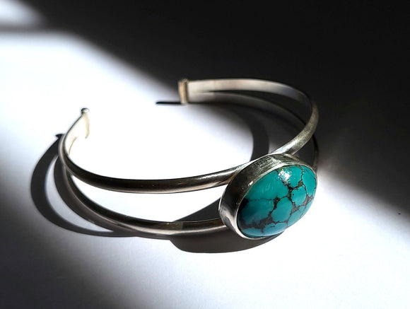 Kingman Web Turquoise Sterling Silver Cuff Bracelet