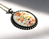 Coquette Sterling Silver Antique Porcelain Cameo Pendant