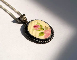 Coquette Sterling Silver Pendant Antique Alfred Meakin Leamington Rose