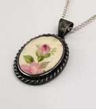 Coquette Sterling Silver Pendant Antique Alfred Meakin Leamington Rose