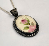 Coquette Sterling Silver Pendant Antique Alfred Meakin Leamington Rose