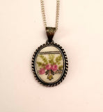 Coquette Sterling Silver Cameo Pendant Antique M. Redon Limoges Porcelain