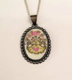 Coquette Sterling Silver Cameo Pendant Antique M. Redon Limoges Porcelain