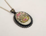 Coquette Sterling Silver Cameo Pendant Antique M. Redon Limoges Porcelain