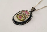 Coquette Sterling Silver Cameo Pendant Antique M. Redon Limoges Porcelain