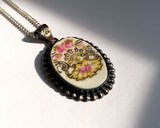 Coquette Sterling Silver Cameo Pendant Antique M. Redon Limoges Porcelain