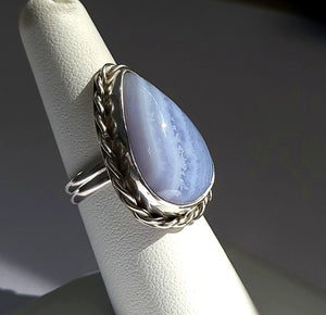 Blue Lace Agate STERLING SILVER Ring JILLAN VO Made In USA