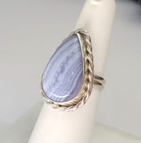 Blue Lace Agate STERLING SILVER Ring JILLAN VO Made In USA