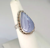 Blue Lace Agate STERLING SILVER Ring JILLAN VO Made In USA