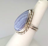 Blue Lace Agate STERLING SILVER Ring JILLAN VO Made In USA