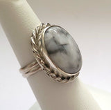 White Turquoise Sterling Silver Ring JILLIAN VO Made In USA