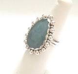 Aquamarine Rose Cut Sterling Silver Ring JILLIAN VO Made In USA