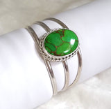 Inlay Turquoise Variscite Copper Sterling Silver Cuff Bracelet