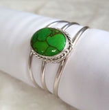 Inlay Turquoise Variscite Copper Sterling Silver Cuff Bracelet