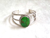 Inlay Turquoise Variscite Copper Sterling Silver Cuff Bracelet