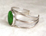 Inlay Turquoise Variscite Copper Sterling Silver Cuff Bracelet