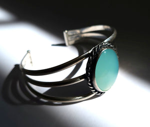 Blue Chalcedony Sterling Silver Cuff Bracelet