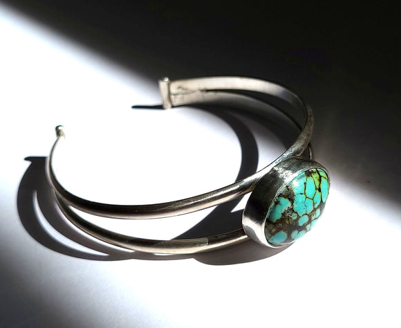 Tibetan Web Turquoise Sterling Silver Cuff Bracelet