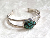 Tibetan Web Turquoise Sterling Silver Cuff Bracelet