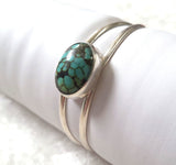 Tibetan Web Turquoise Sterling Silver Cuff Bracelet