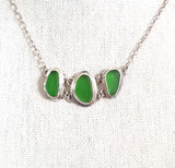 Sea Beach Glass Genuine Surf Tumbled Sterling Silver Necklace