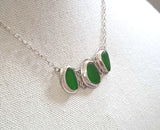 Sea Beach Glass Genuine Surf Tumbled Sterling Silver Necklace