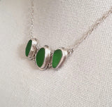 Sea Beach Glass Genuine Surf Tumbled Sterling Silver Necklace