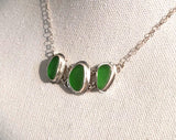 Sea Beach Glass Genuine Surf Tumbled Sterling Silver Necklace