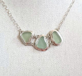 Sea Beach Glass Genuine Surf Tumbled Sterling Silver Necklace