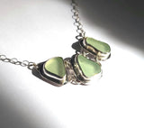 Sea Beach Glass Genuine Surf Tumbled Sterling Silver Necklace