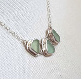 Sea Beach Glass Genuine Surf Tumbled Sterling Silver Necklace