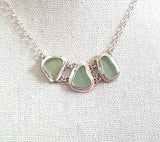 Sea Beach Glass Genuine Surf Tumbled Sterling Silver Necklace