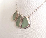 Beach Sea Glass Genuine Surf Tumbled Sterling Silver Necklace