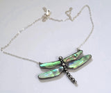 Dragonfly Necklace Sterling Silver NZ Paua Abalone Med