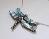 Dragonfly Necklace Sterling Silver NZ Paua Abalone Med