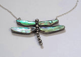 Dragonfly Necklace Sterling Silver NZ Paua Abalone Med