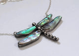 Dragonfly Necklace Sterling Silver NZ Paua Abalone Med