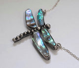 Dragonfly Necklace Sterling Silver NZ Paua Abalone Med