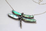 Dragonfly Necklace Sterling Silver NZ Paua Abalone Med