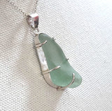 Sea Glass Genuine Surf Tumbled Sterling Silver Pendant