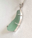 Sea Glass Genuine Surf Tumbled Sterling Silver Pendant