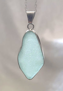 Sea Beach Glass Genuine Surf Tumbled Sterling Silver Pendant