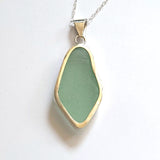 Sea Beach Glass Genuine Surf Tumbled Sterling Silver Pendant