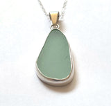 Sea Beach Glass Genuine Surf Tumbled Sterling Silver Pendant