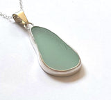 Sea Beach Glass Genuine Surf Tumbled Sterling Silver Pendant