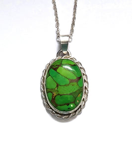 Sterling Silver Inlay Turquoise Variscite Copper Pendant