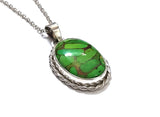 Sterling Silver Inlay Turquoise Variscite Copper Pendant