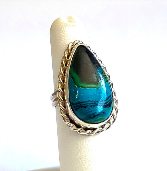 Malachite Chrysocolla Azurite Sterling Silver Ring