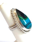 Malachite Chrysocolla Azurite Sterling Silver Ring